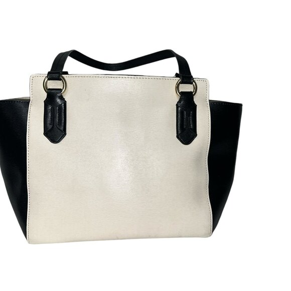 LRL Lauren Ralph Lauren Black and Ivory Handbag Purse Tote - Picture 3 of 8